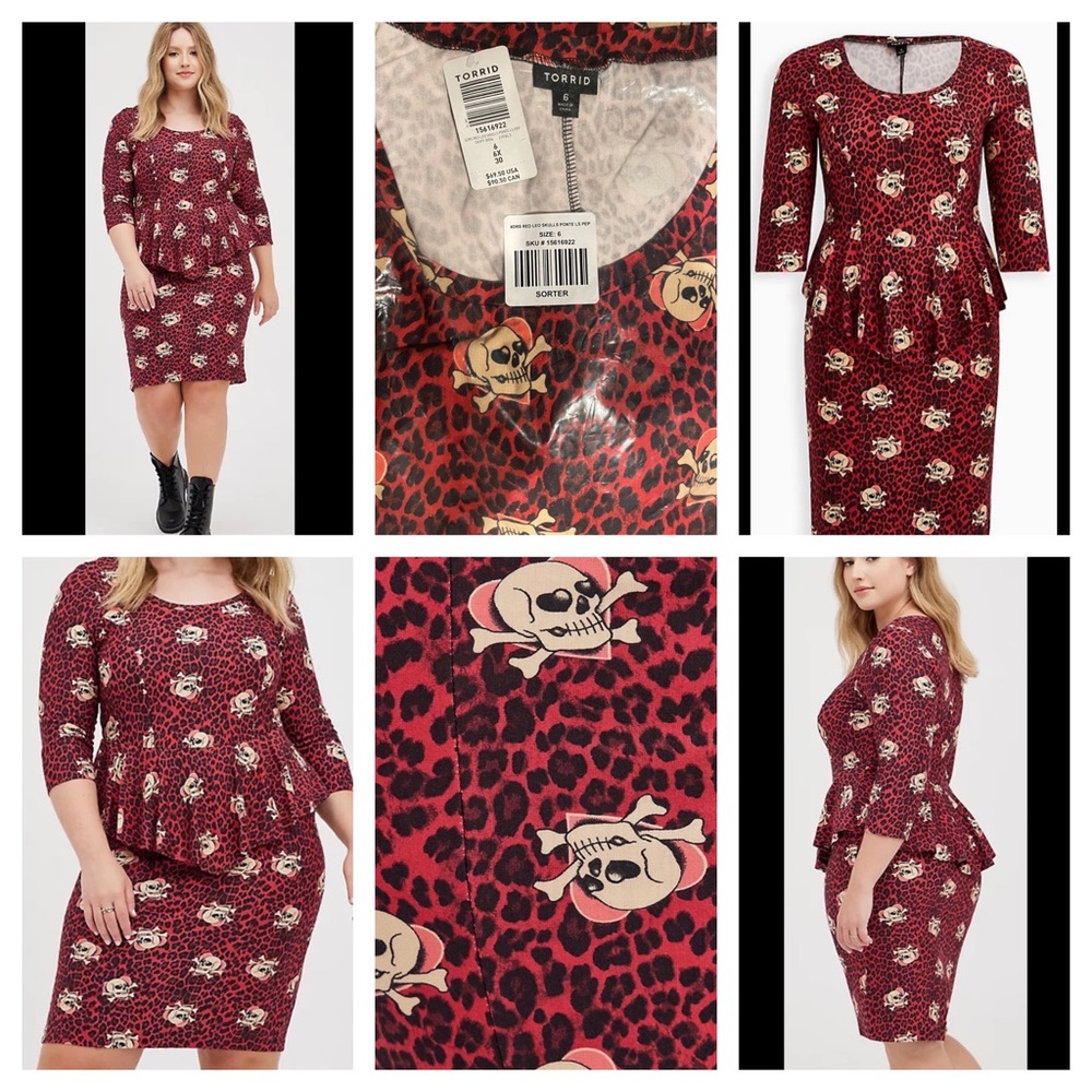 NWT Torrid Skull Peplum Dress size 4